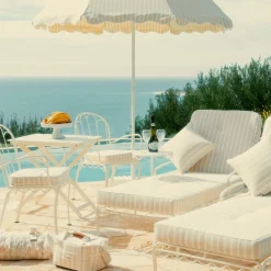 The Al Fresco Sun Lounger Cushion - Monaco Natural Stripe^Business & Pleasure Co. New