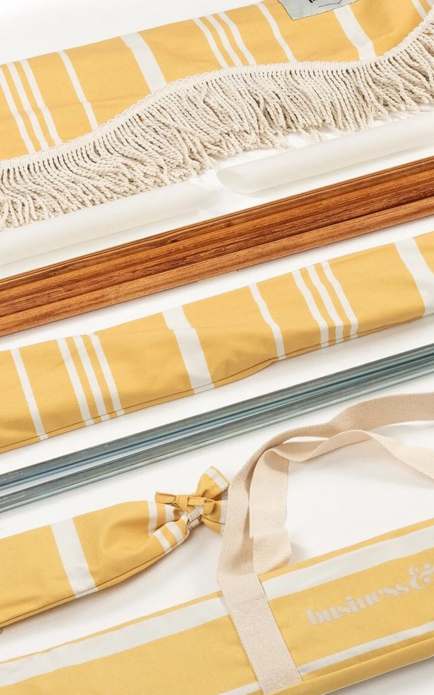 The Premium Beach Tent - Vintage Yellow Stripe^Business & Pleasure Co. Best