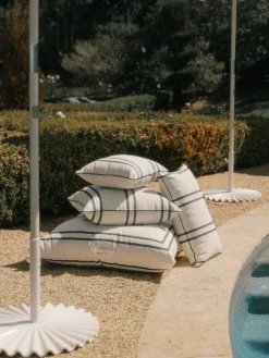 The Small Square Throw Pillow - Malibu Black Stripe^Business & Pleasure Co. Best